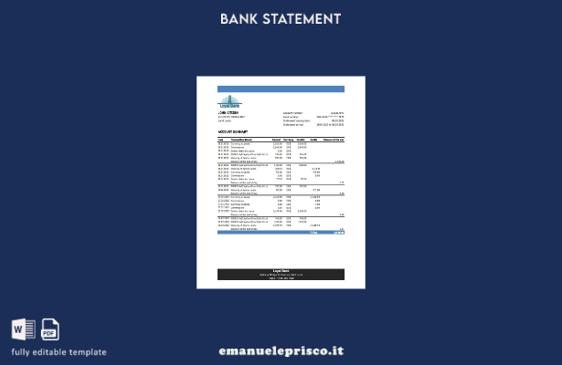modello Excel di estratto conto bancario Saint Lucia Loyal in stile verificato